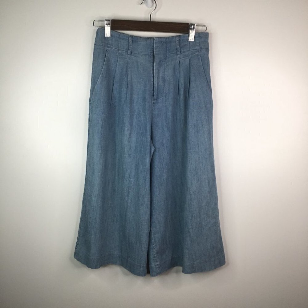 5F Bergdorf Goodman Alice + Olivia Wide Leg  High Waist Light Blue Pants Size 4